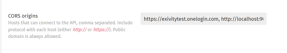 Adding your OneLogin domain to the CORS whitelist