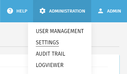 The Settings menu